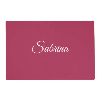 Monogram minimalist cherry rose pink placemat