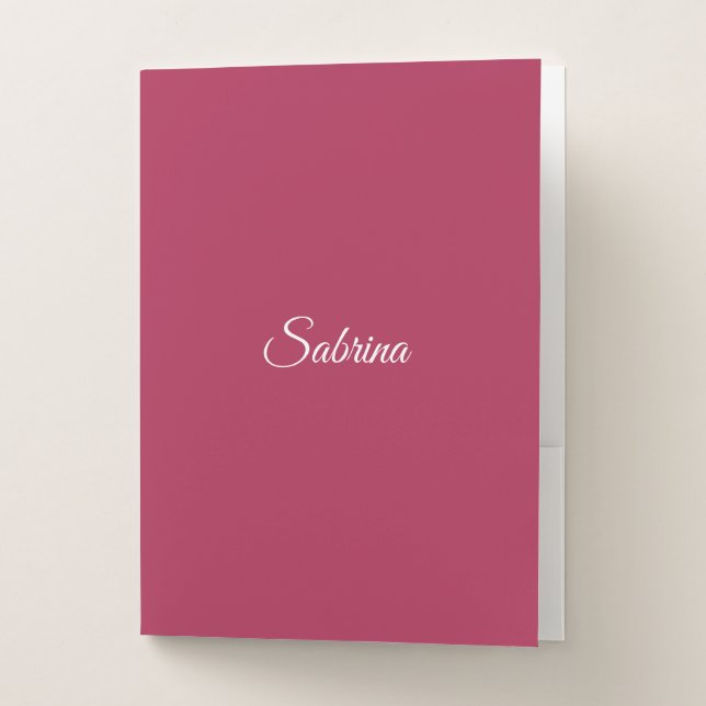 Monogram minimalist cherry rose pink pocket folder (Front)