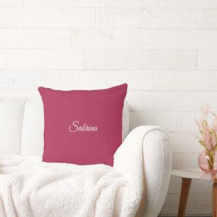 Monogram minimalist cherry rose pink throw pillow