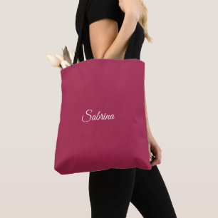 Monogram minimalist cherry rose pink tote bag