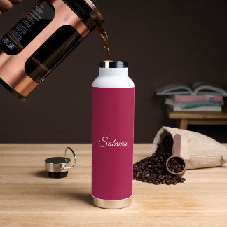 Monogram minimalist cherry rose pink water bottle