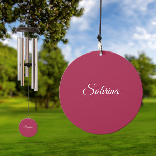 Monogram minimalist cherry rose pink wind chime