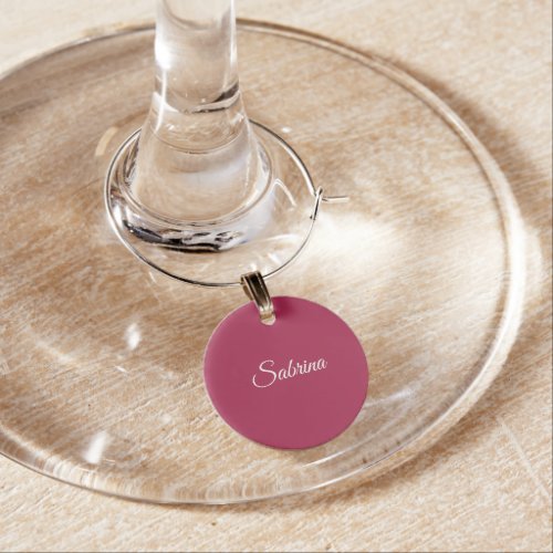 Monogram minimalist cherry rose pink wine charm