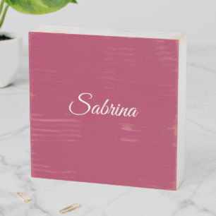 Monogram minimalist cherry rose pink wooden box sign