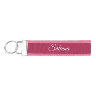 Monogram minimalist cherry rose pink wrist keychain