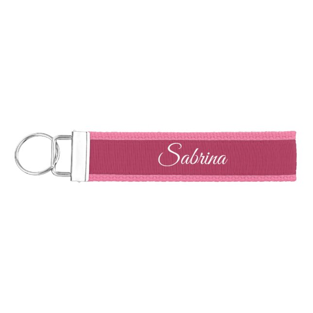 Monogram minimalist cherry rose pink wrist keychain (Keys on Left)