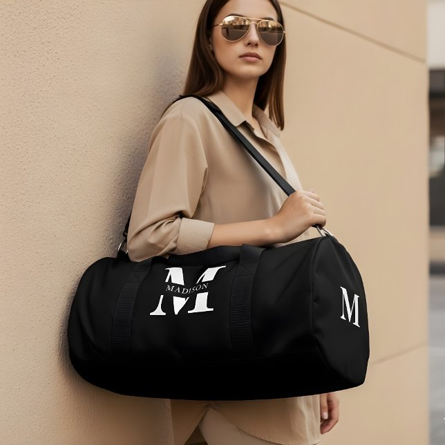 Monogram Minimalist Elegant Black  Duffle Bag (Creator Uploaded)