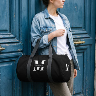 Monogram Minimalist Elegant Black Duffle Bag