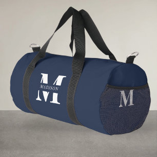 Monogram Minimalist Elegant Navy Blue  Duffle Bag