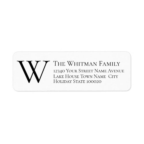 Monogram Minimalist Family White Return Address Label