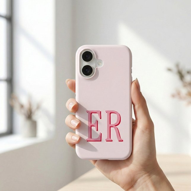 Monogram Minimalist Girly Pink iPhone Case (Creator Uploaded)
