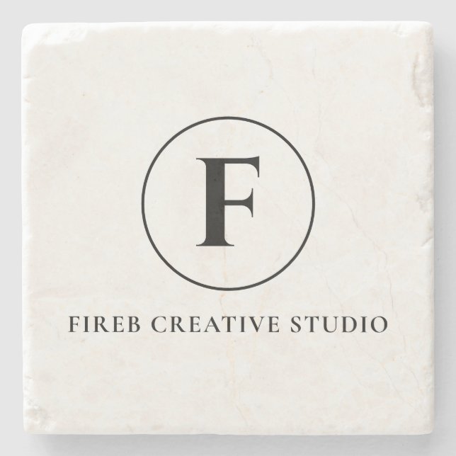 Monogram Minimalist Initial Name Marble Design Stone Coaster (Front)