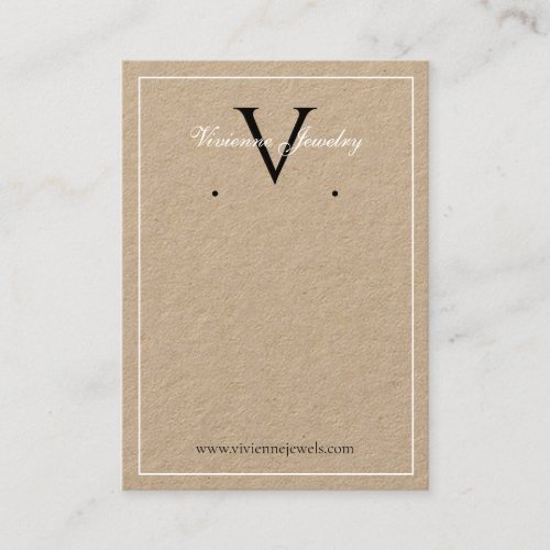 Monogram Minimalist Jewelry Earrings Display Card