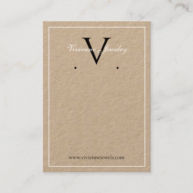 Monogram Minimalist Jewelry Earrings Display Card (Front)