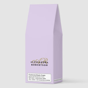 Monogram Minimalist Lavender Pastel Purple Gold Roasted Coffee