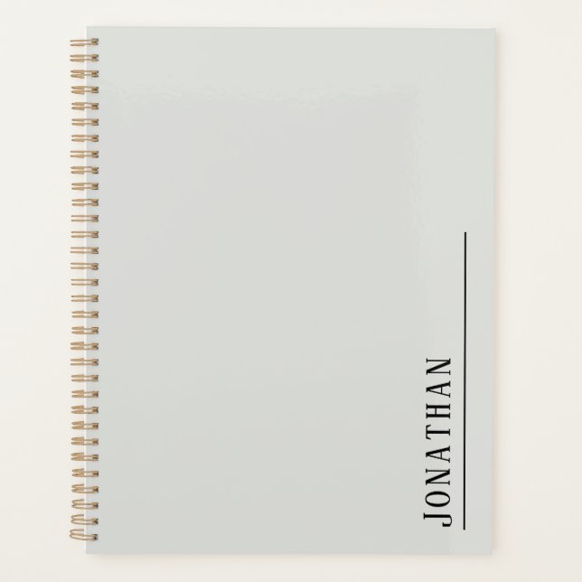 Monogram minimalist light gray  planner (Front)