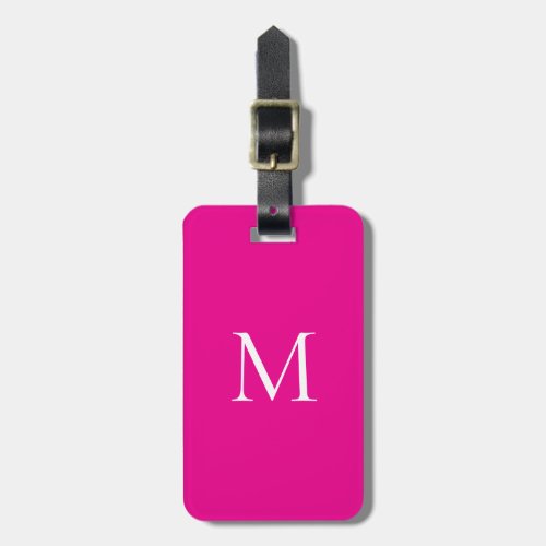 Monogram Minimalist Modern Magenta Luggage Tag