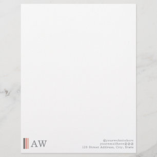 Monogram Minimalist Modern Pink, Grey & Rose Sand Letterhead