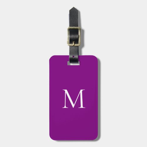 Monogram Minimalist Modern Purple Luggage Tag