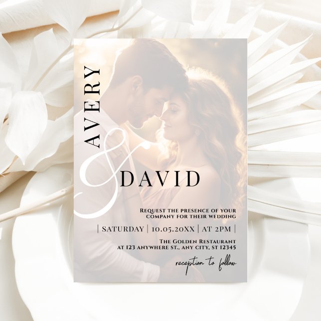 Monogram Minimalist Modern Wedding Photo Invitation (Creator Uploaded)