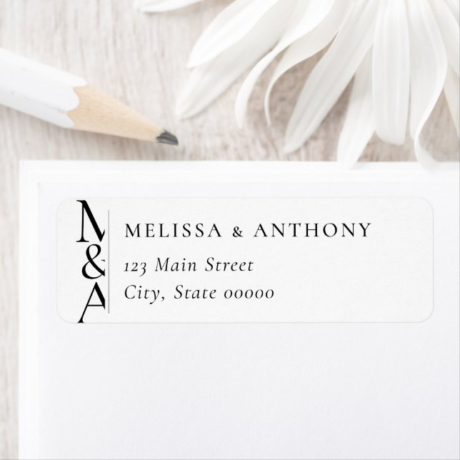 Monogram Minimalist Modern Wedding Return Address Label (Insitu)
