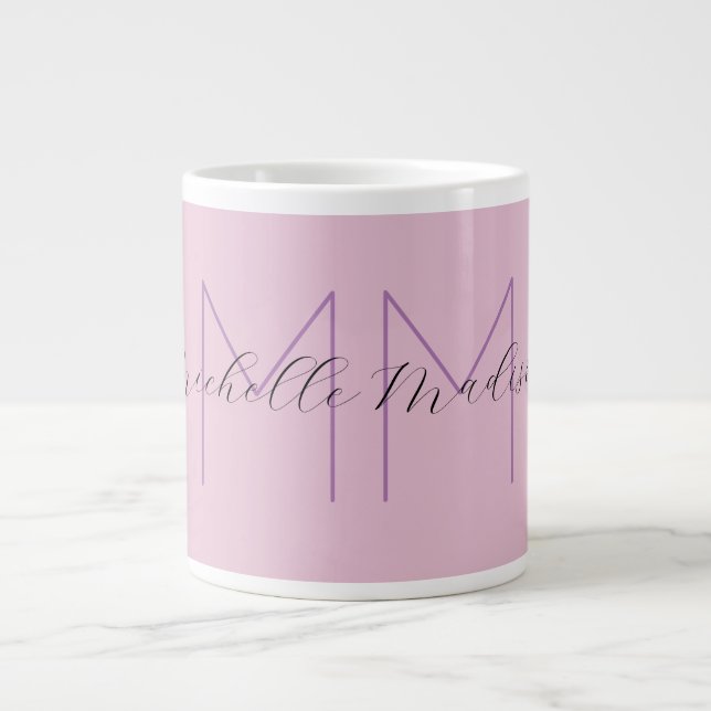 Monogram Minimalist Name Initials Handwriting Giant Coffee Mug (Front)