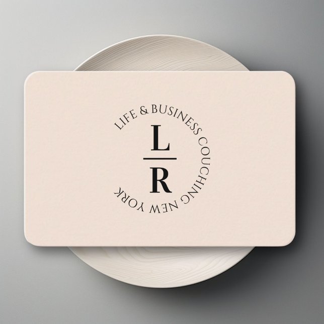 Monogram Minimalist Natural Beige Business Card (Monogram, minimal beige Business Card)