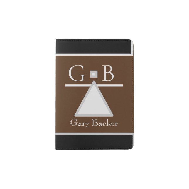 Monogram Minimalist Passport Holder in brown grays (Front)