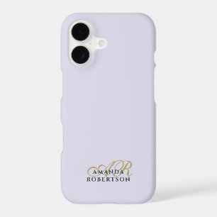 Monogram Minimalist Pastel Lavender Gold Navy iPhone 17 Case