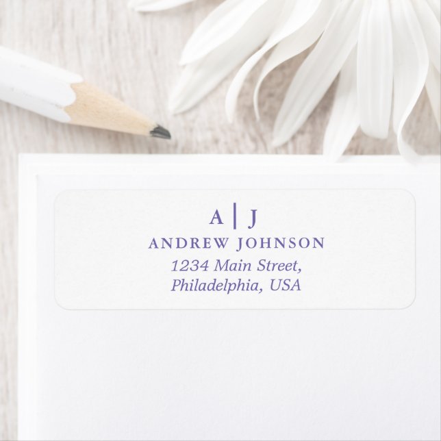 Monogram Minimalist Periwinkle Return Address Label (Insitu)