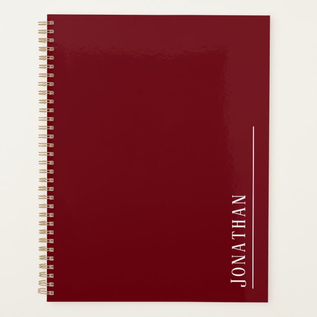 Monogram minimalist red planner (Front)