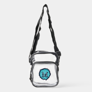 Monogram minimalist simple chic blue abstract clear crossbody bag