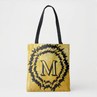 Monogram minimalist simple chic faux gold tote bag