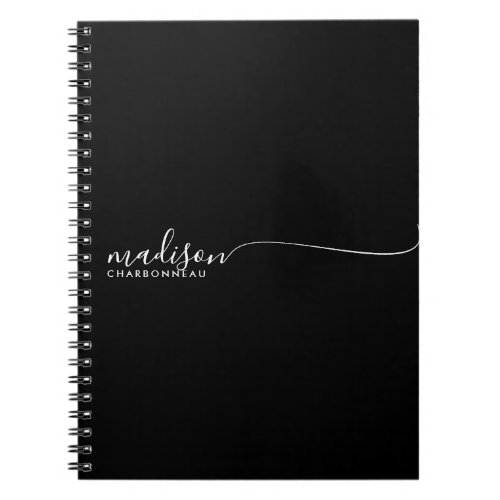 Monogram Minimalist Simple White Black Notebook