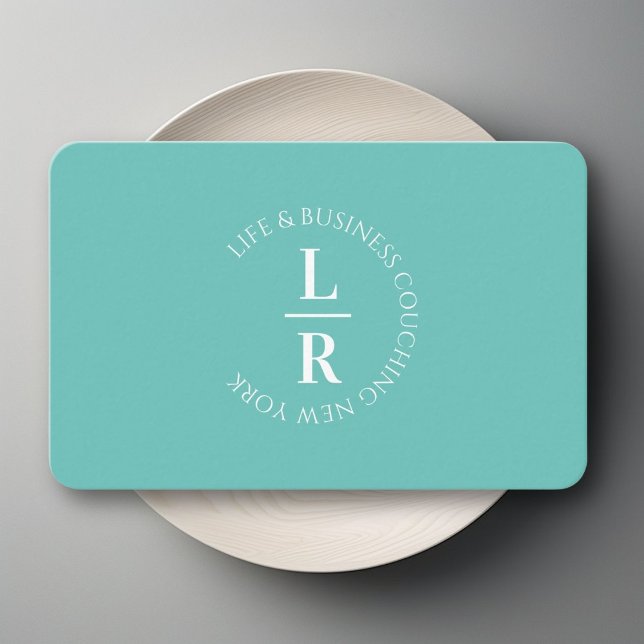 Monogram Minimalist Turquoise Business Card (Monogram, minimalist turquoise business business card)