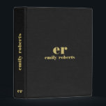 Monogram Minimalistic Black Linen Gold Typography Mini Binder<br><div class="desc">A simple,  stylish custom monogram design in a light-gray modern minimalist typography on a dark-gray linen texture image background. The gold tones monogram initials and name can easily be personalized to make a design as unique as you are! This is a perfect gift or accessory for any occasion.</div>