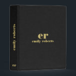 Monogram Minimalistic Black Linen Gold Typography Mini Binder<br><div class="desc">A simple,  stylish custom monogram design in a light-gray modern minimalist typography on a dark-gray linen texture image background. The gold tones monogram initials and name can easily be personalized to make a design as unique as you are! This is a perfect gift or accessory for any occasion.</div>
