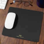Monogram Minimalistic Black Linen Gold Typography Mouse Pad<br><div class="desc">A simple,  stylish custom monogram design in a light-gray modern minimalist typography on a dark-gray linen texture image background. The gpld tones,  monogram initials,  and name can easily be personalized to make a design as unique as you are! This is a perfect gift or accessory for any occasion.</div>