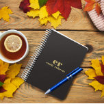 Monogram Minimalistic Black Linen Gold Typography Planner<br><div class="desc">A simple,  stylish custom monogram design in a light-gray modern minimalist typography on a dark-gray linen texture image background. The gpld tones,  monogram initials,  and name can easily be personalized to make a design as unique as you are! This is a perfect gift or accessory for any occasion.</div>