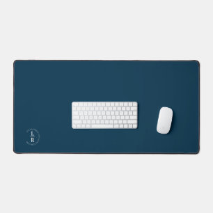 Monogram, minimalistic dark blue business desk mat