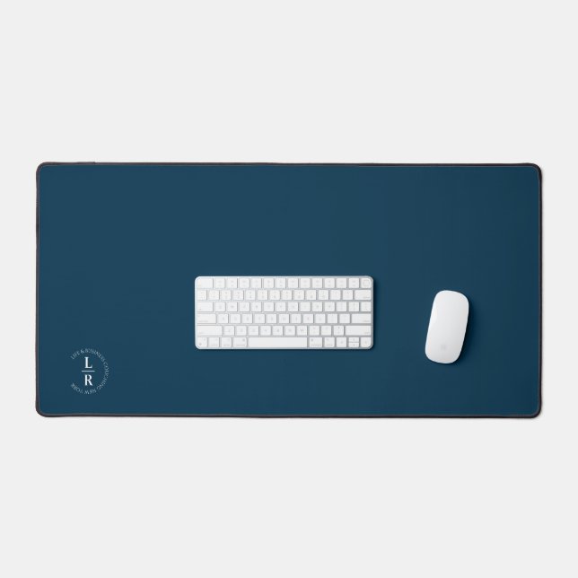 Monogram, minimalistic dark blue business desk mat (Keyboard & Mouse)