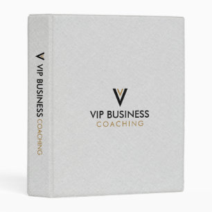 Monogram Minimalistic Gray Linen 3 Ring Binder