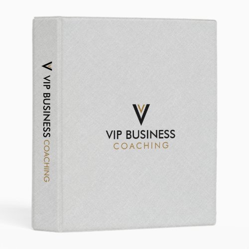 Monogram Minimalistic Gray Linen 3 Ring Binder