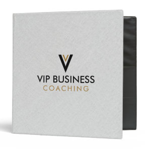 Monogram Minimalistic Gray Linen 3 Ring Binder