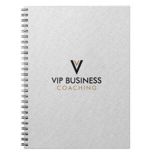 Monogram Minimalistic Gray Linen 3 Ring Binder Notebook
