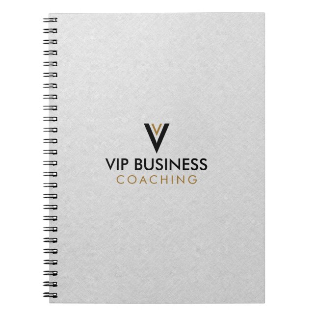 Monogram Minimalistic Gray Linen 3 Ring Binder Notebook (Front)