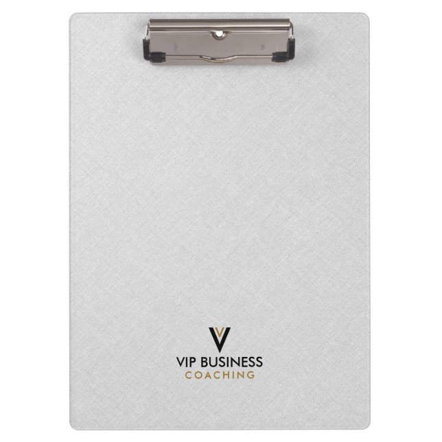 Monogram Minimalistic Gray Linen Clipboard (Front)