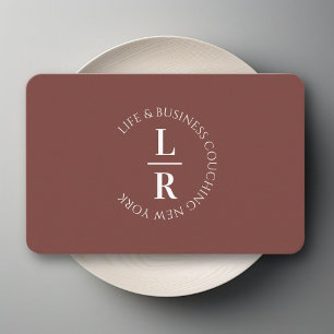 Monogram Minimalistic Red-Brown  Business Card