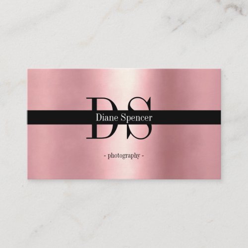 monogram minimalistic rosegold black business car business card