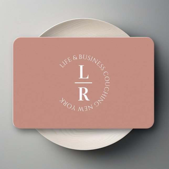 Monogram, minimalistic rust brown business business card (Monogram, minimalistic red brown business business card)
